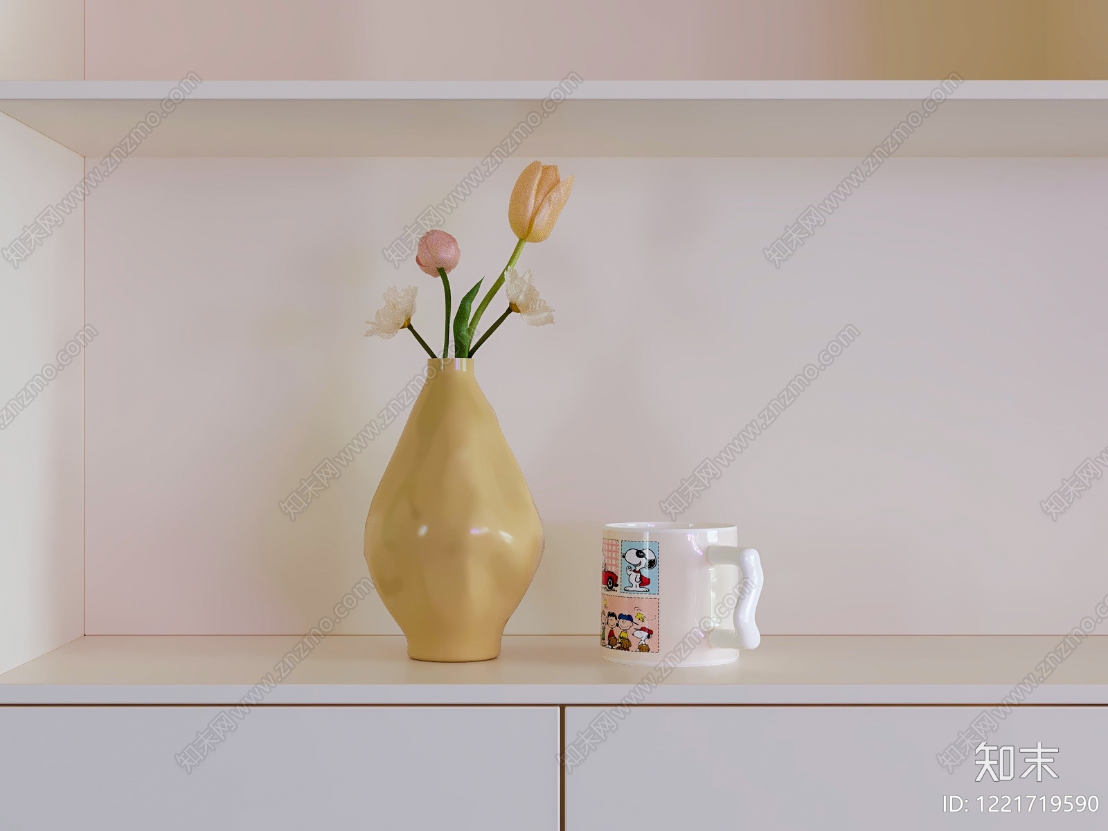 奶油风花瓶SU模型下载【ID:1221719590】