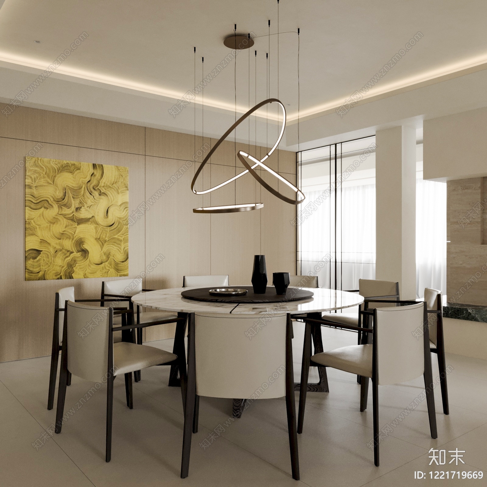 意式极简家居餐厅3D模型渲染效果图