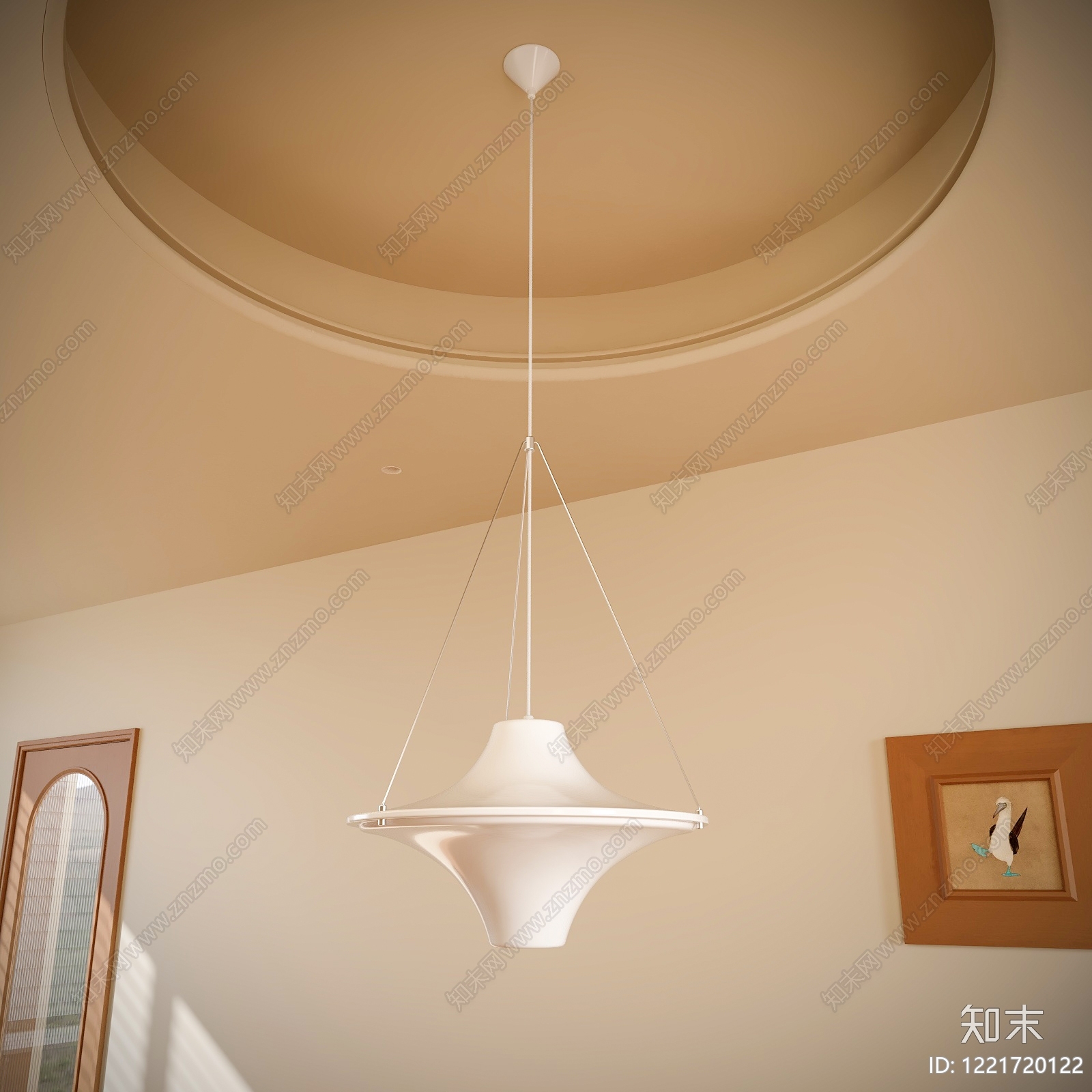 奶油风艺术吊灯3D模型渲染效果图