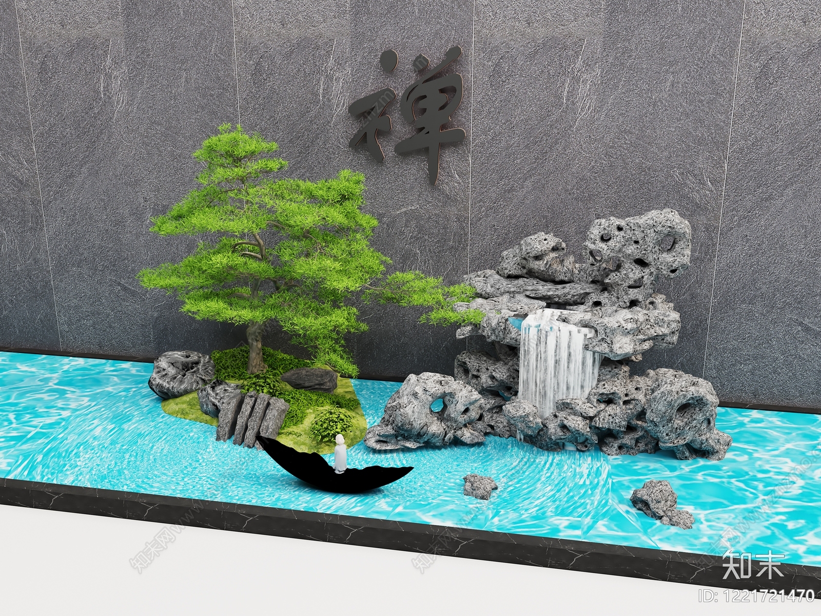 禅意假山水景3D模型下载【ID:1221721470】