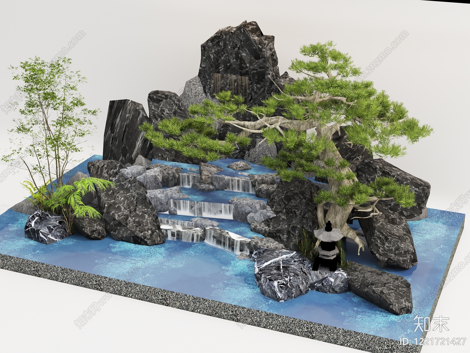 新中式景观假山水景3D模型下载【ID:1221721427】