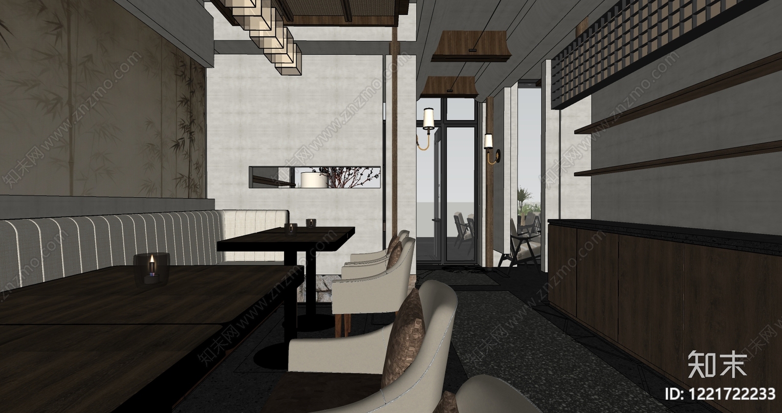 新中式中餐厅SU模型下载【ID:1221722233】