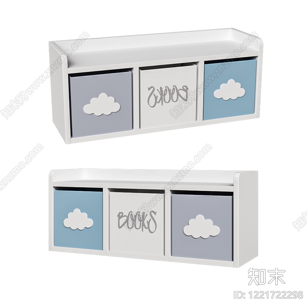 北欧储物柜3D模型渲染效果图