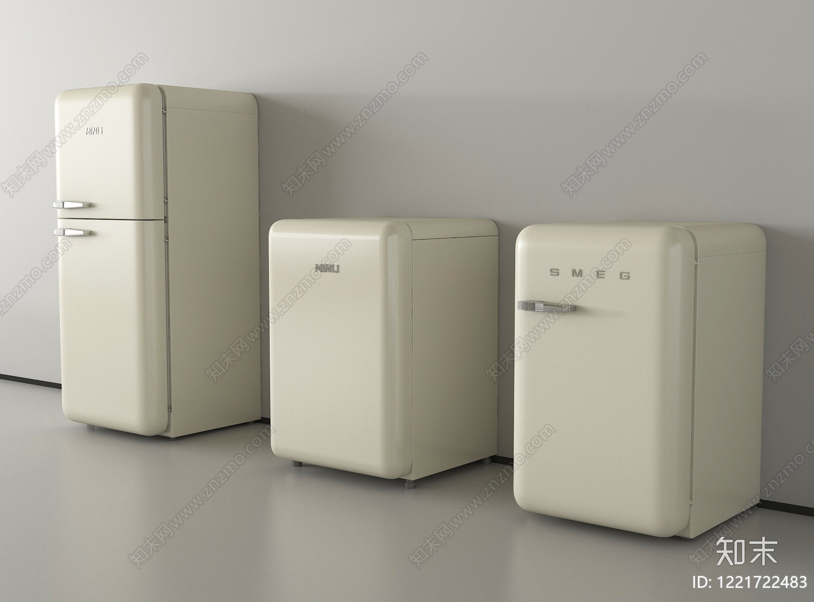 奶油风冰箱3D模型下载【ID:1221722483】