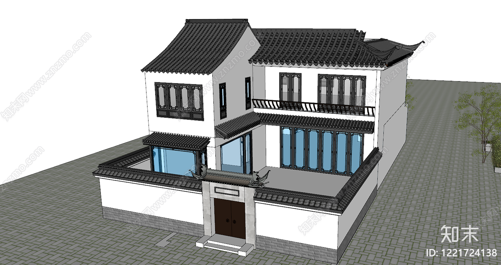 中式古建四合院SU模型下载【ID:1221724138】