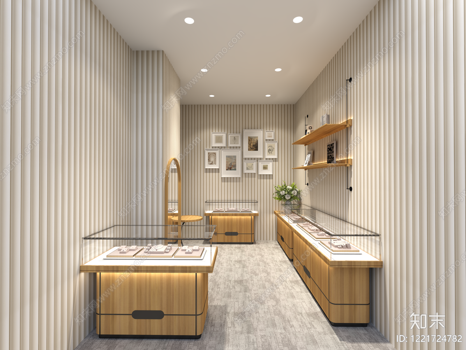原木风珠宝店3D模型渲染效果图