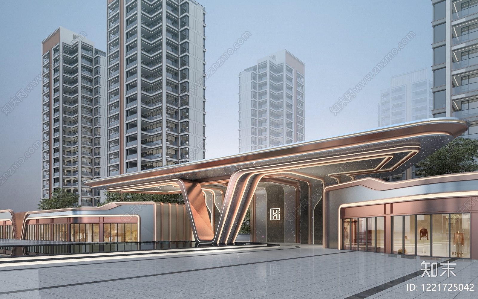 现代主义小区建筑SU模型下载【ID:1221725042】