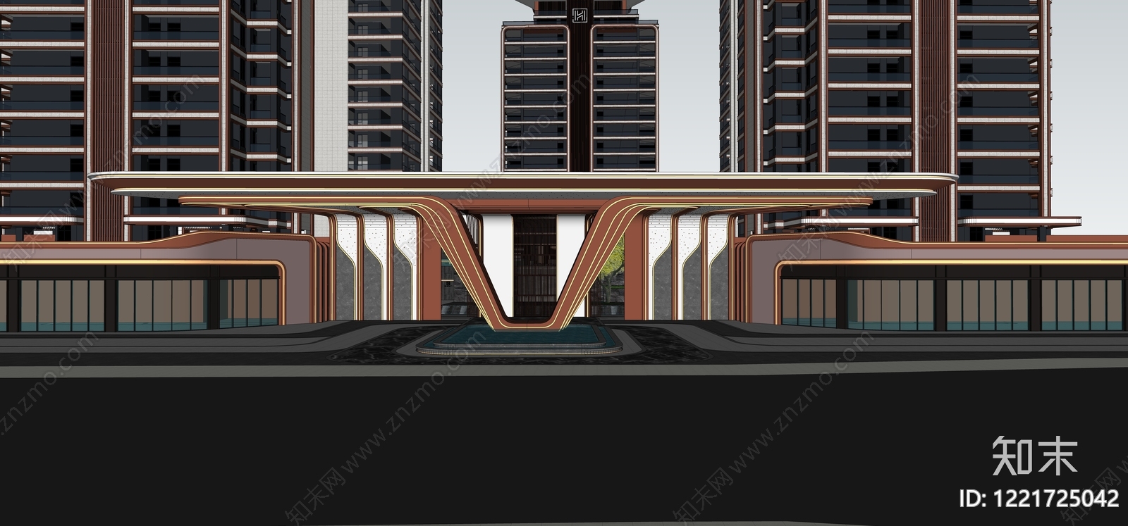 现代主义小区建筑SU模型下载【ID:1221725042】
