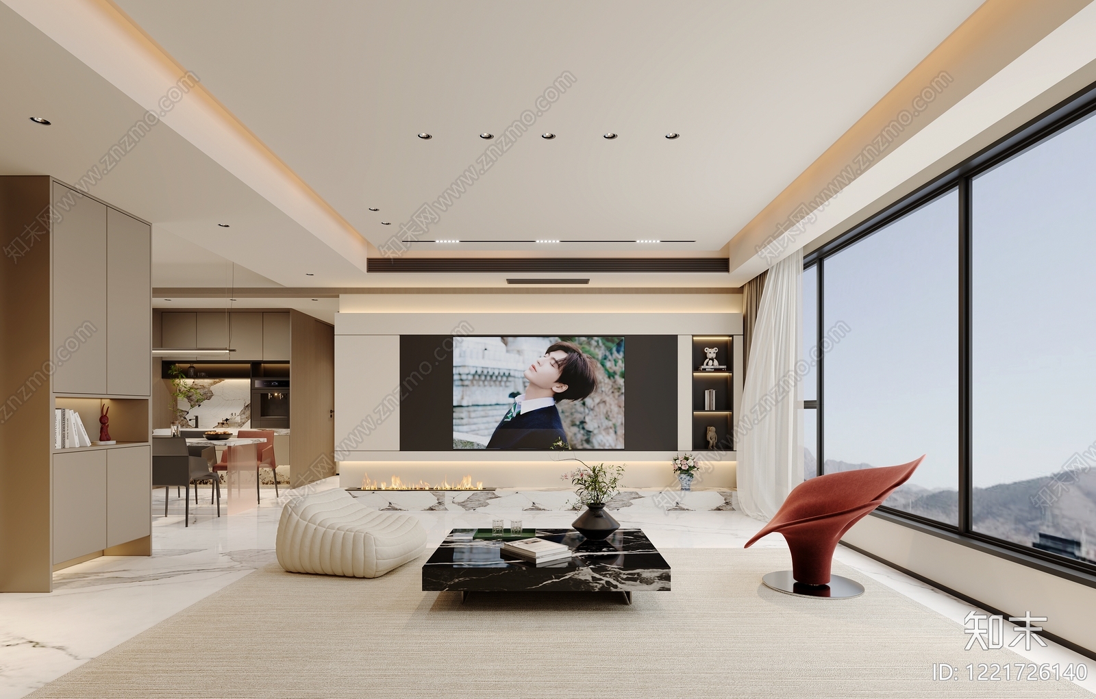 意式极简横厅3D模型下载【ID:1221726140】