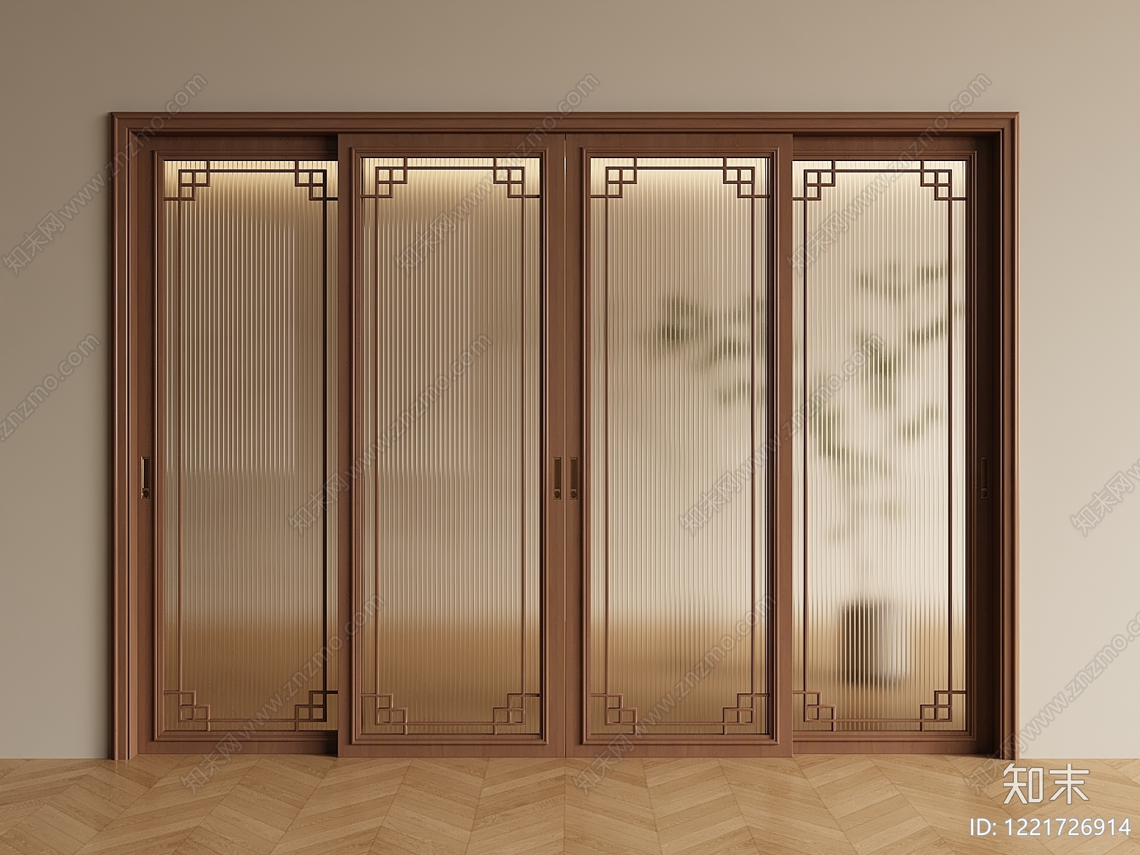 新中式推拉门3D模型下载【ID:1221726914】