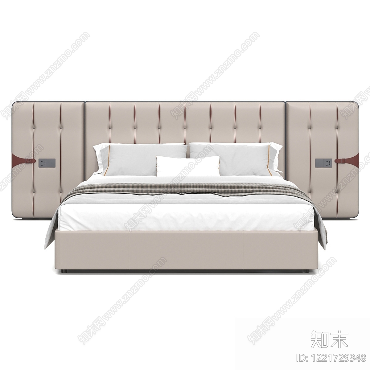 意式极简双人床3D模型下载【ID:1221729948】