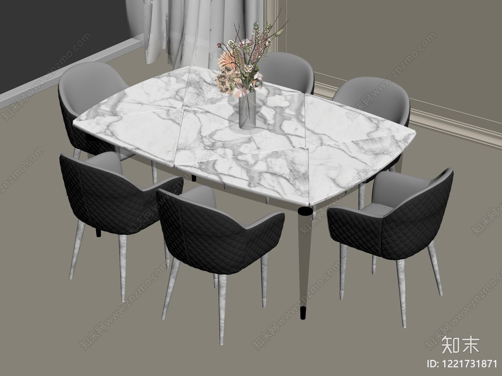 意式极简餐桌椅3D模型下载【ID:1221731871】