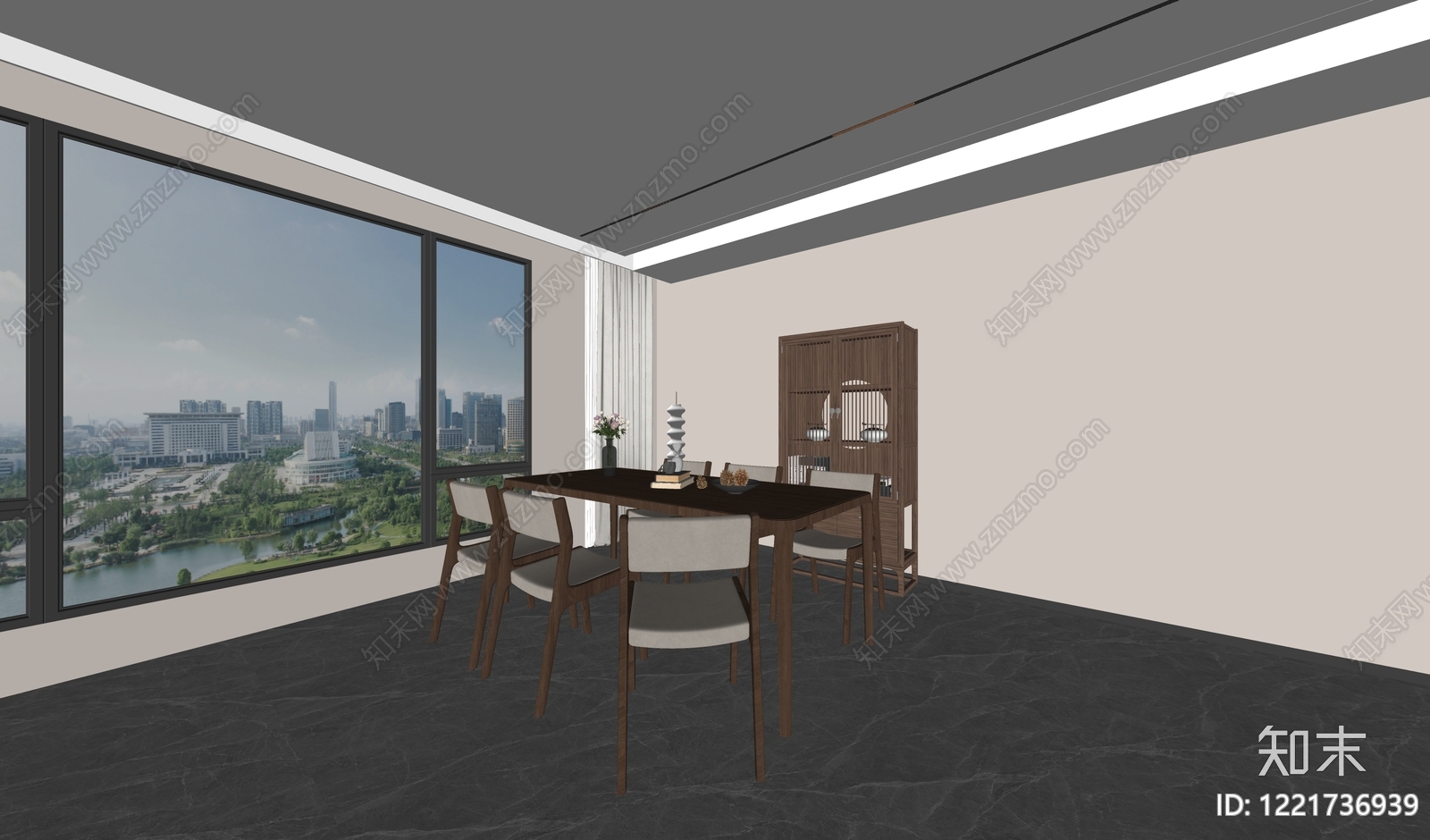 新中式餐桌椅SU模型下载【ID:1221736939】