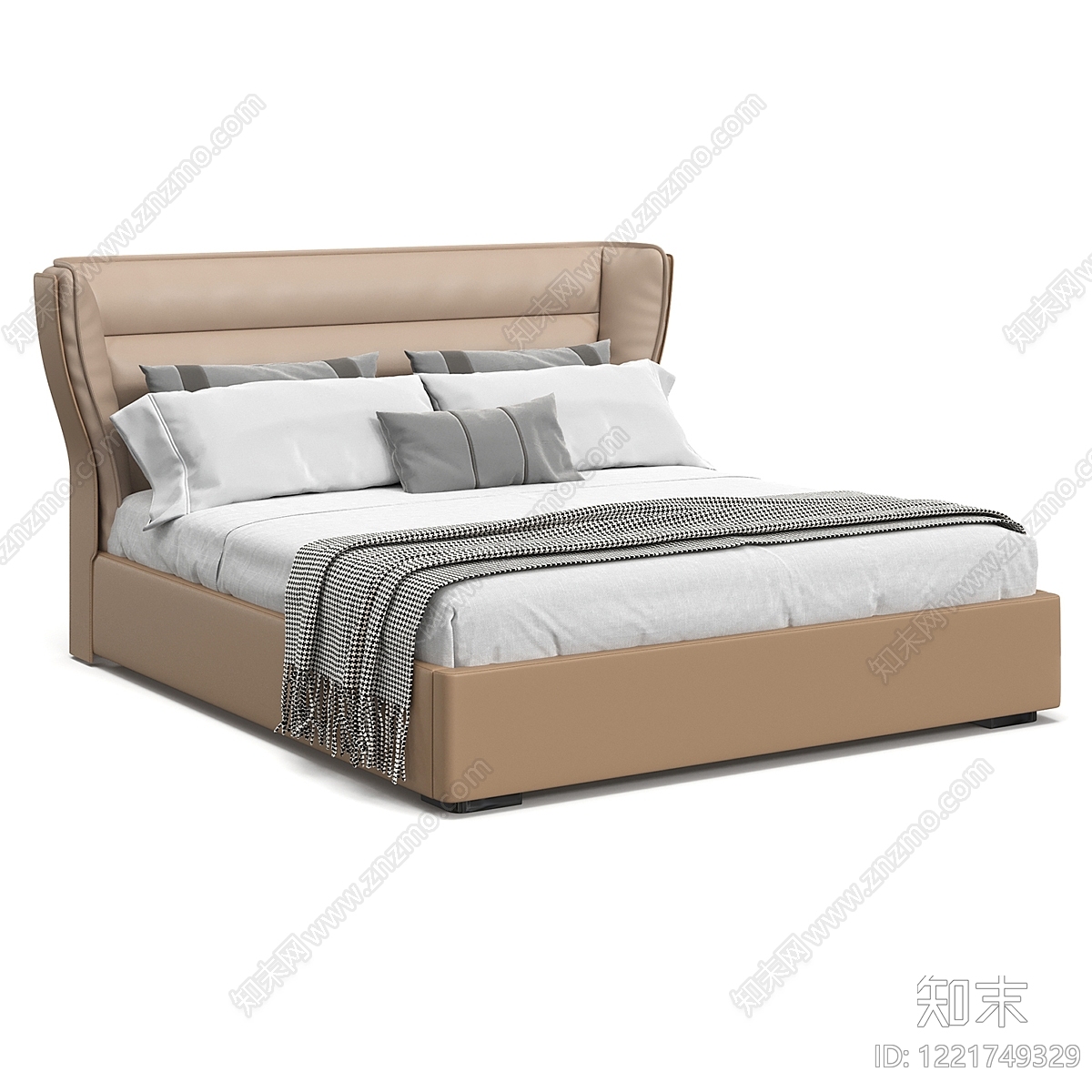意式极简双人床3D模型下载【ID:1221749329】