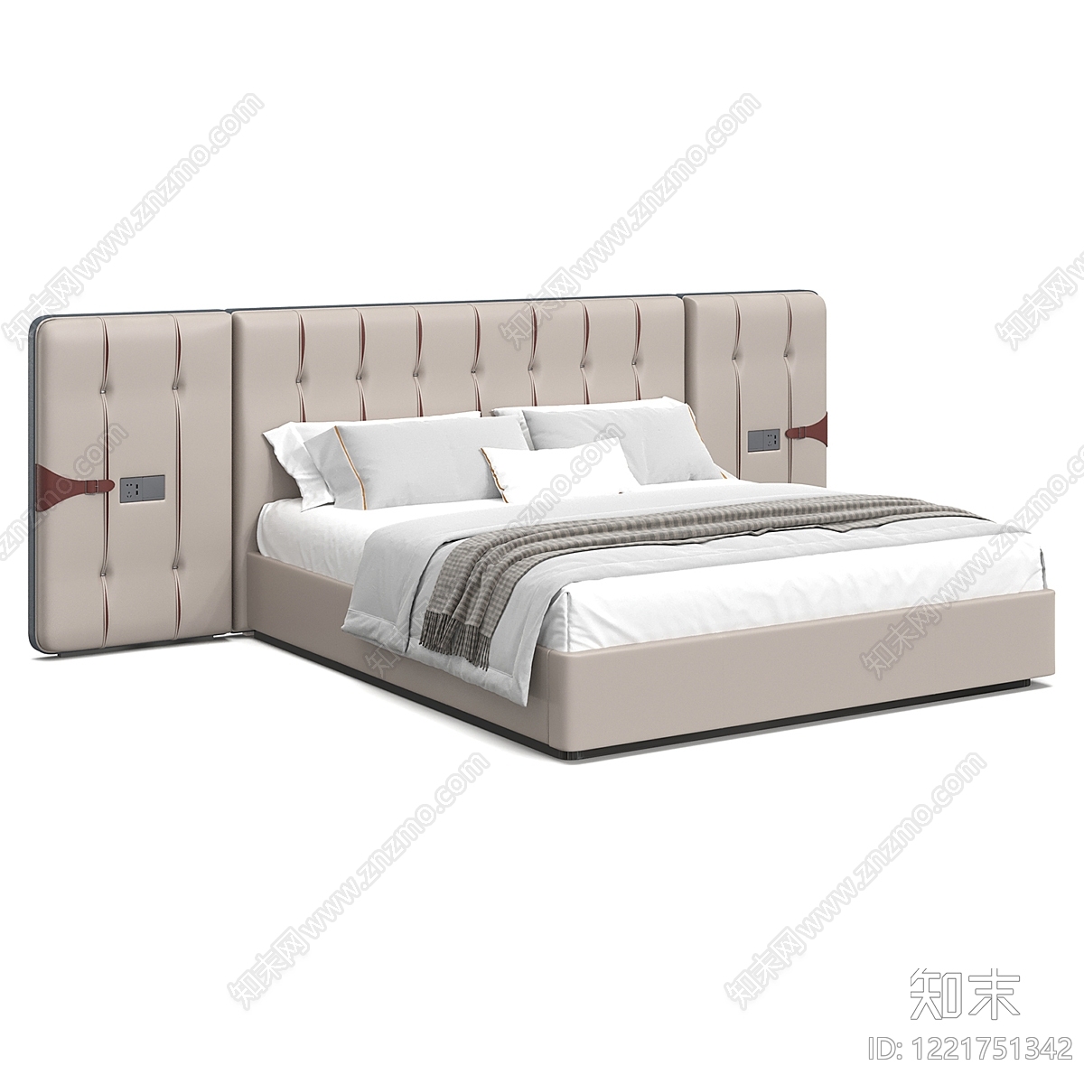 意式极简双人床3D模型下载【ID:1221751342】