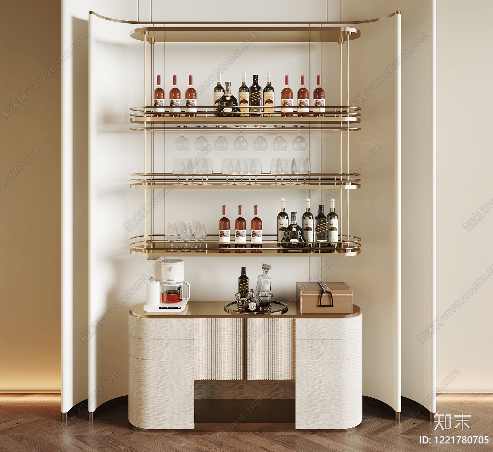 轻奢酒柜3D模型下载【ID:1221780705】