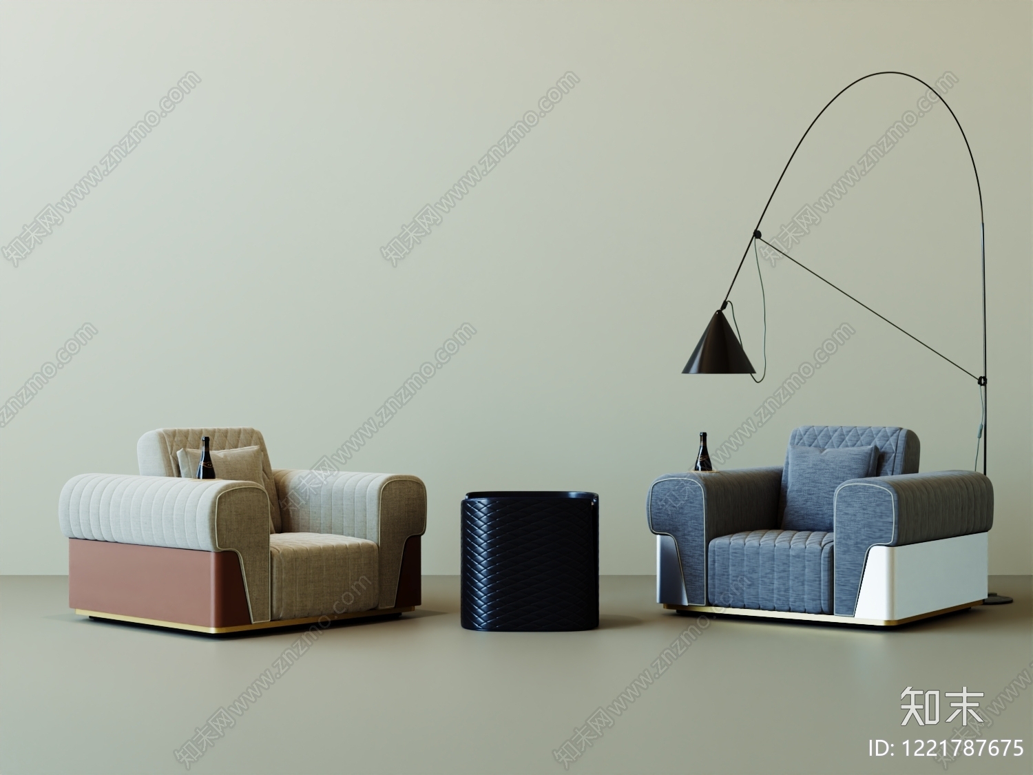 轻奢单人沙发3D模型下载【ID:1221787675】