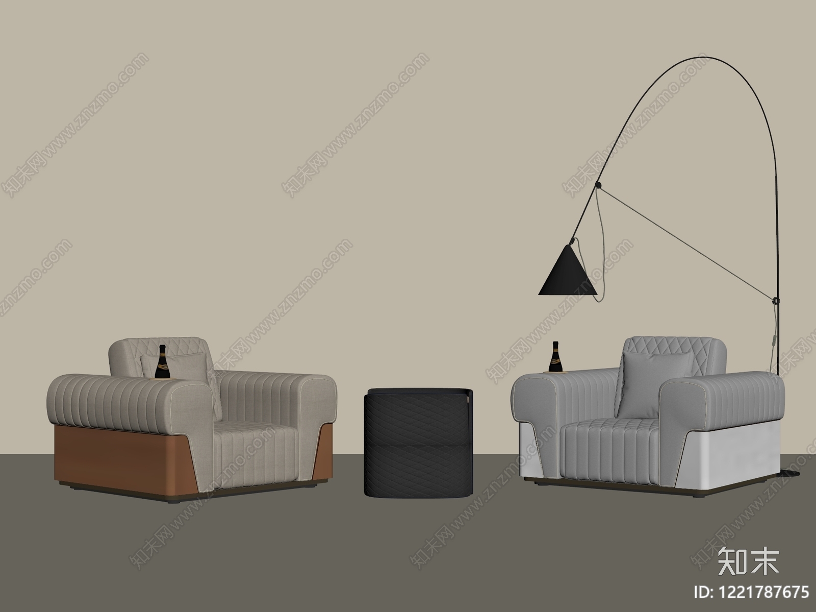 轻奢单人沙发3D模型下载【ID:1221787675】
