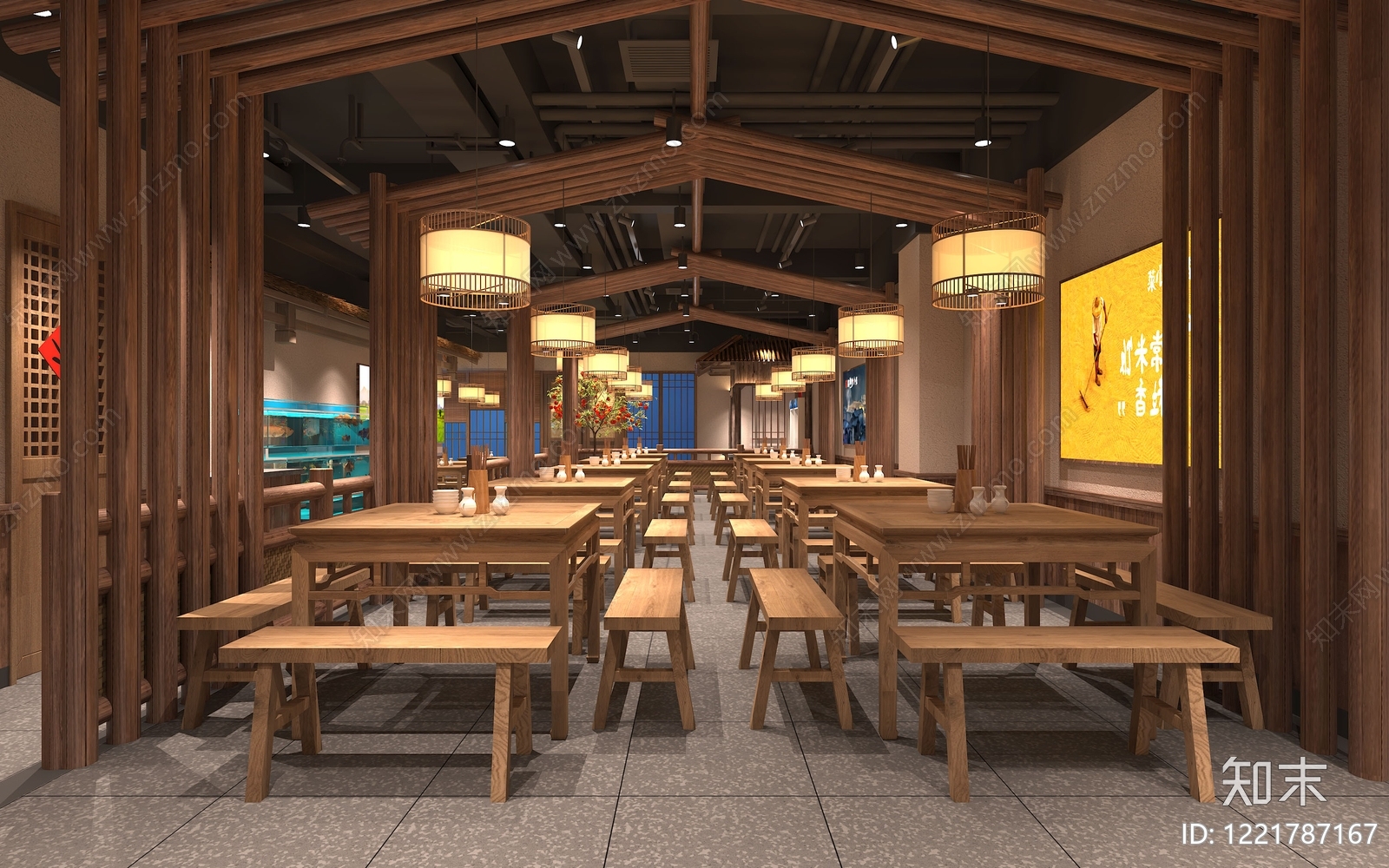 中式中餐厅3D模型下载【ID:1221787167】