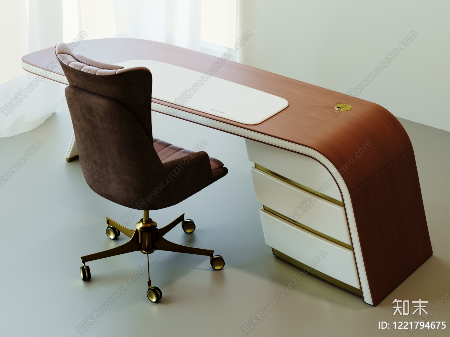 轻奢办公桌椅SU模型下载【ID:1221794675】