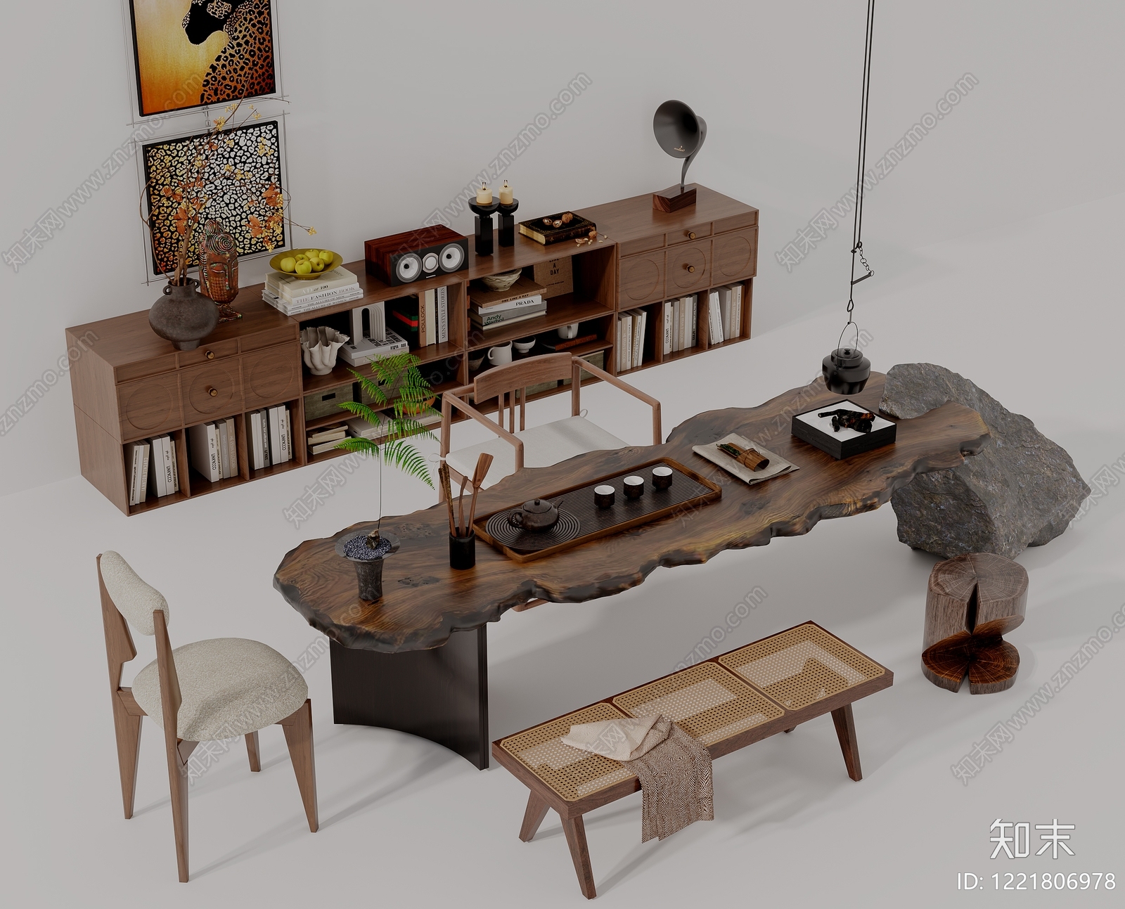 新中式茶室3D模型下载【ID:1221806978】