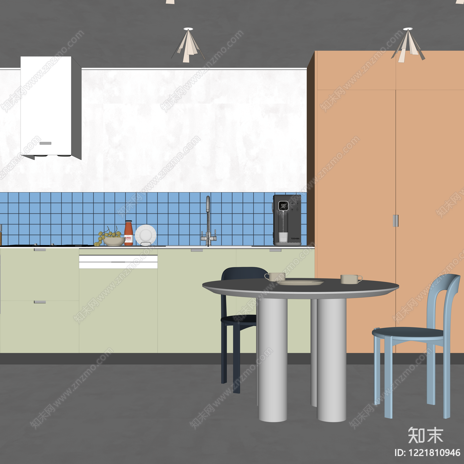 极简开放式厨房SU模型下载【ID:1221810946】