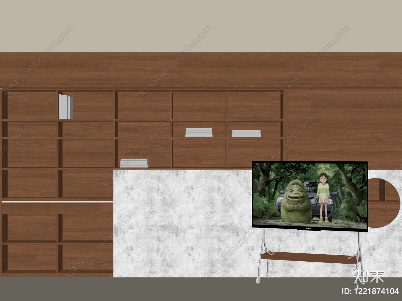 极简书柜3D模型下载【ID:1221874104】
