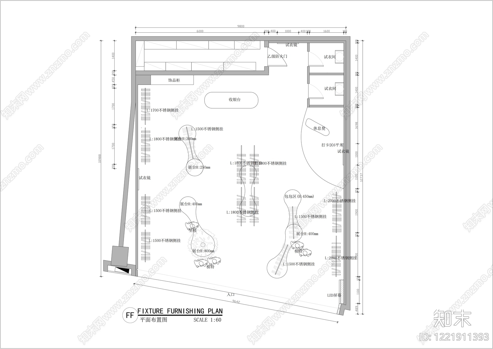 服装店cad施工图下载【ID:1221911393】