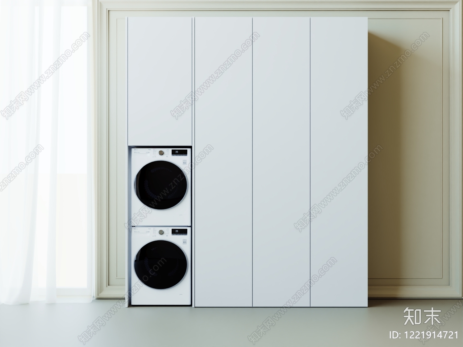 极简洗衣机柜3D模型下载【ID:1221914721】