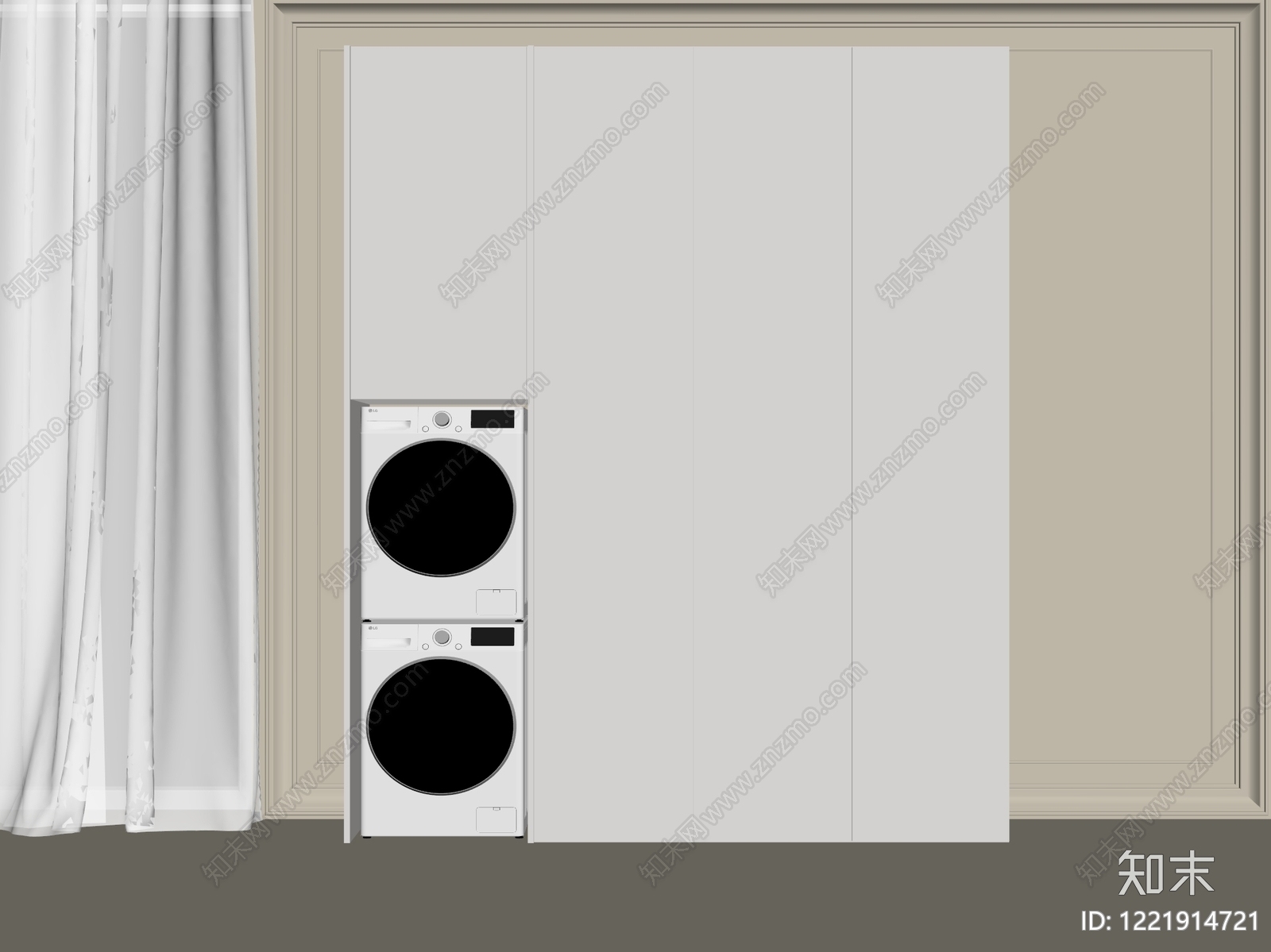 极简洗衣机柜3D模型下载【ID:1221914721】