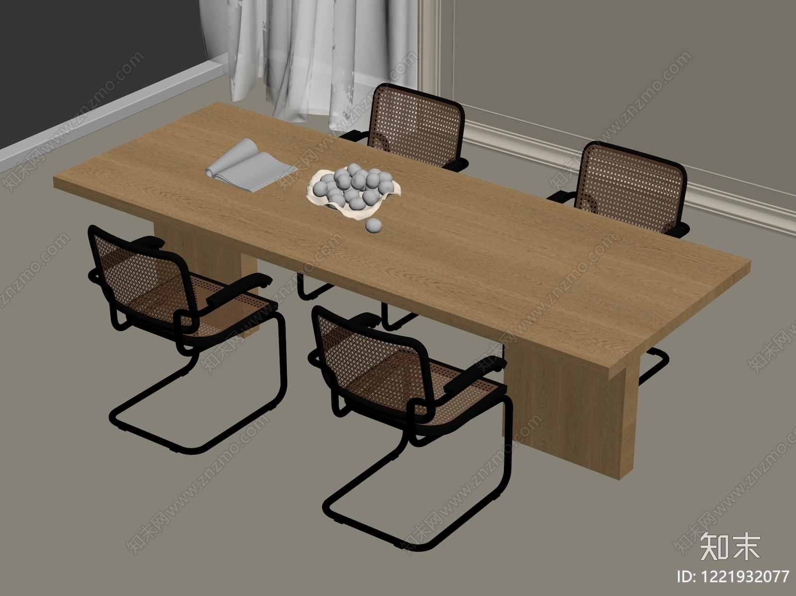 包豪斯会议桌椅SU模型下载【ID:1221932077】