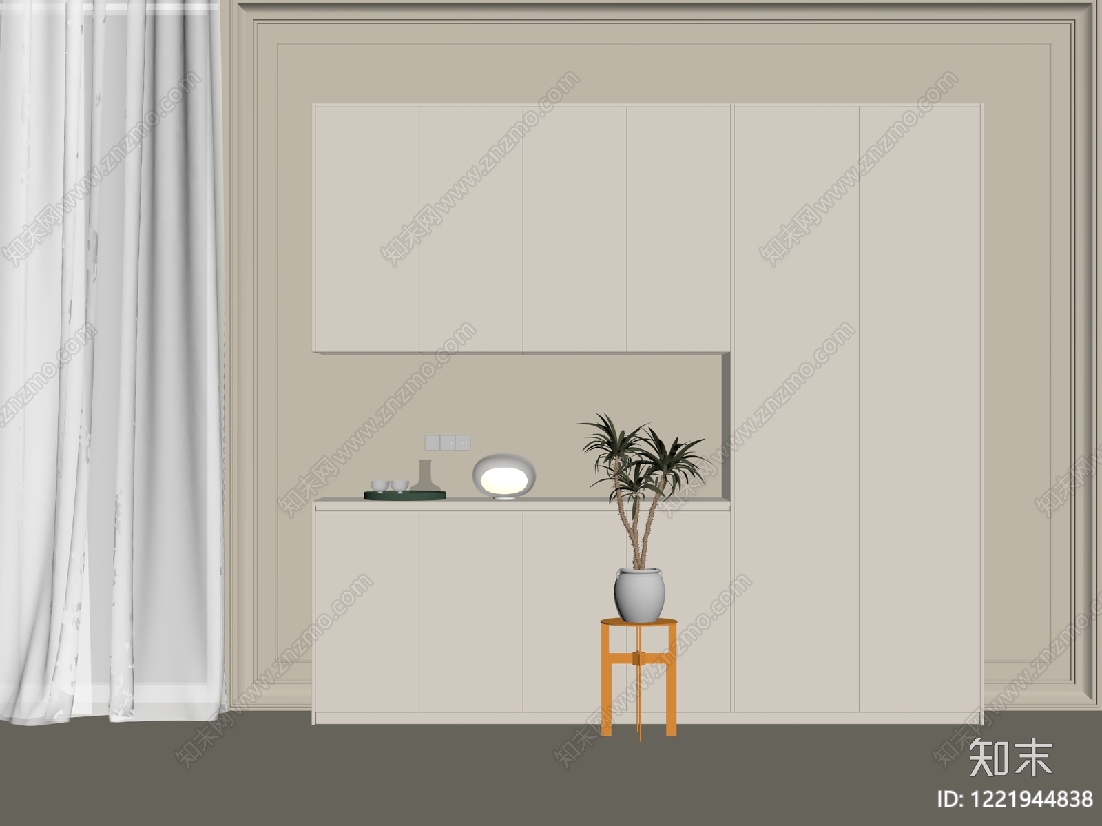 奶油风玄关3D模型下载【ID:1221944838】