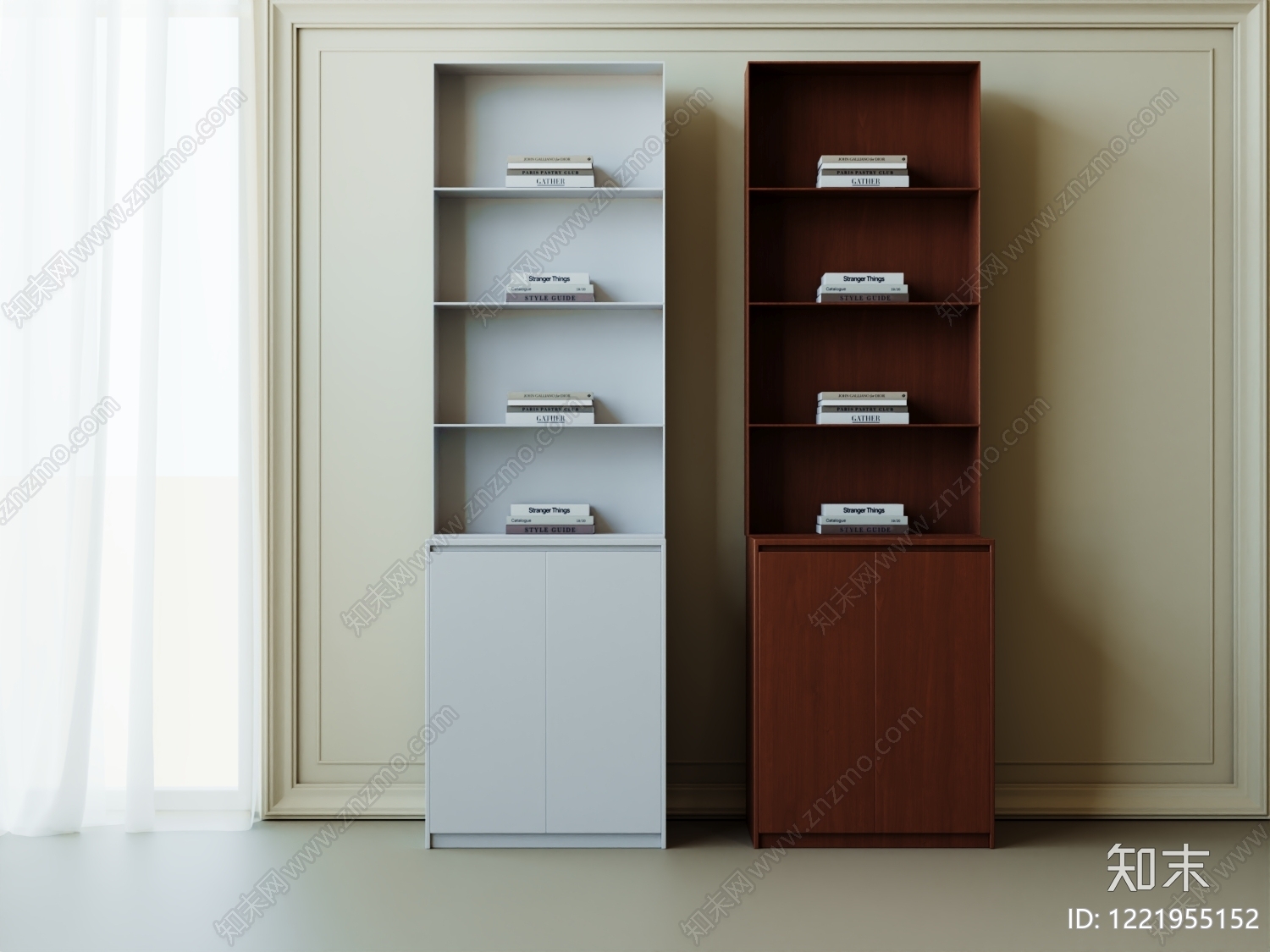 极简书柜3D模型下载【ID:1221955152】
