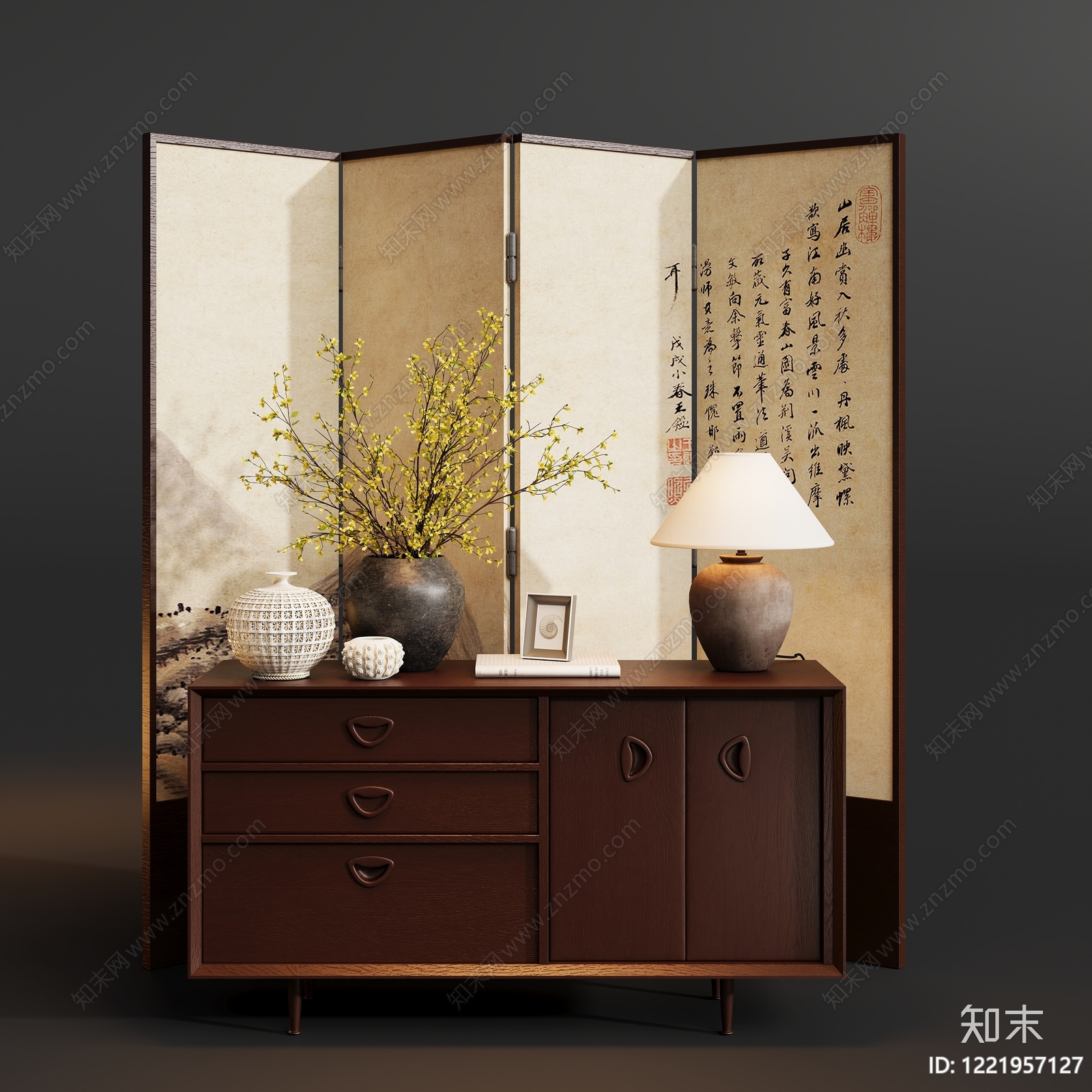 新中式斗柜3D模型下载【ID:1221957127】