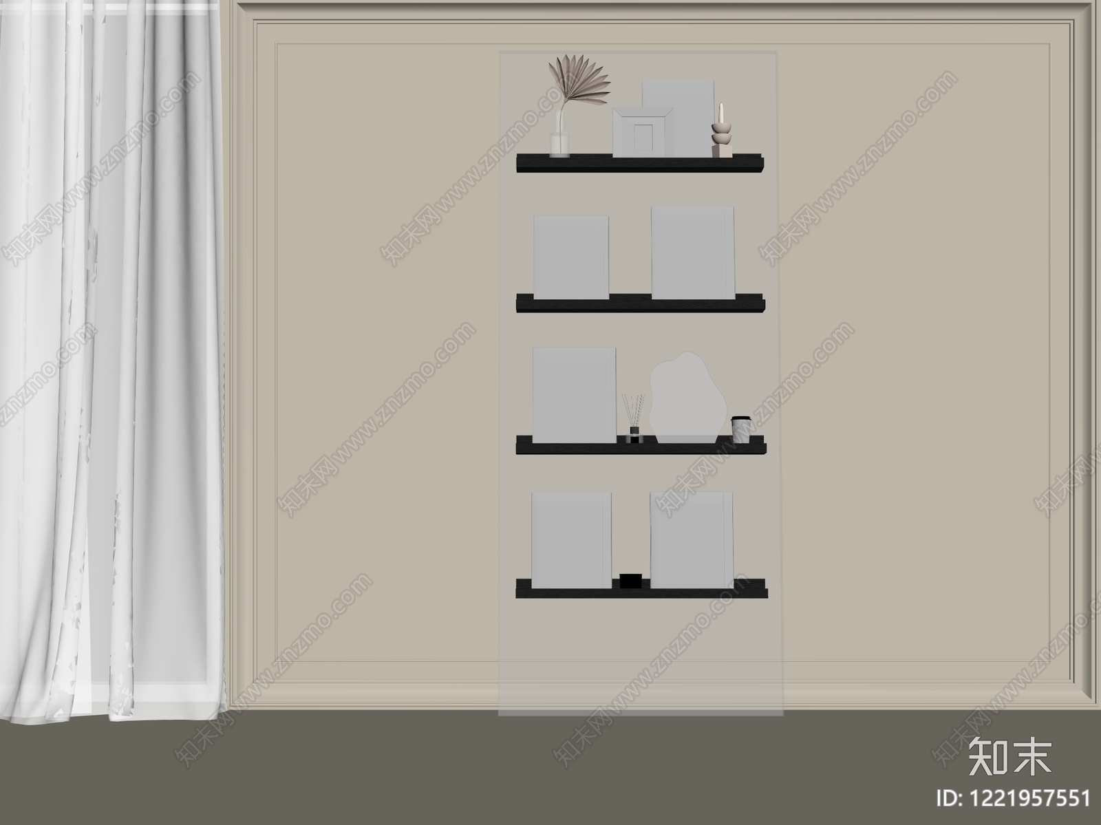 极简书架3D模型下载【ID:1221957551】