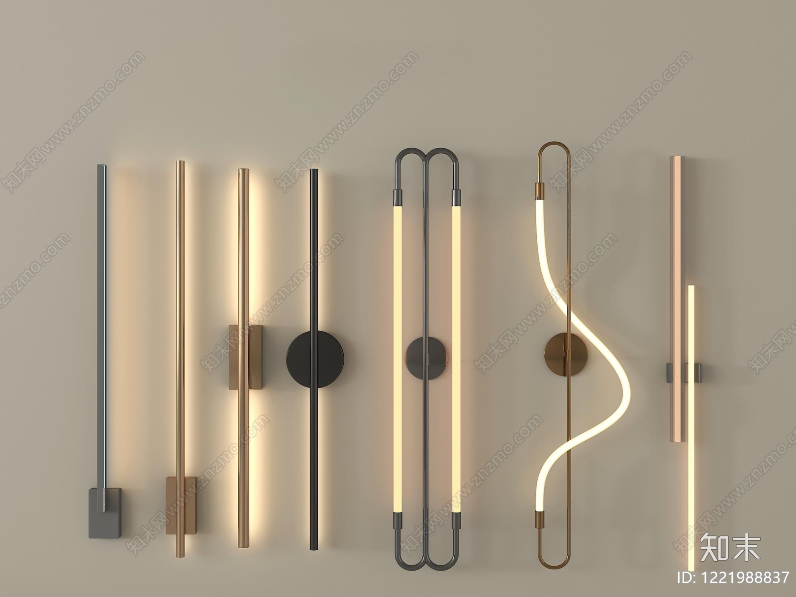 极简灯具组合3D模型下载【ID:1221988837】