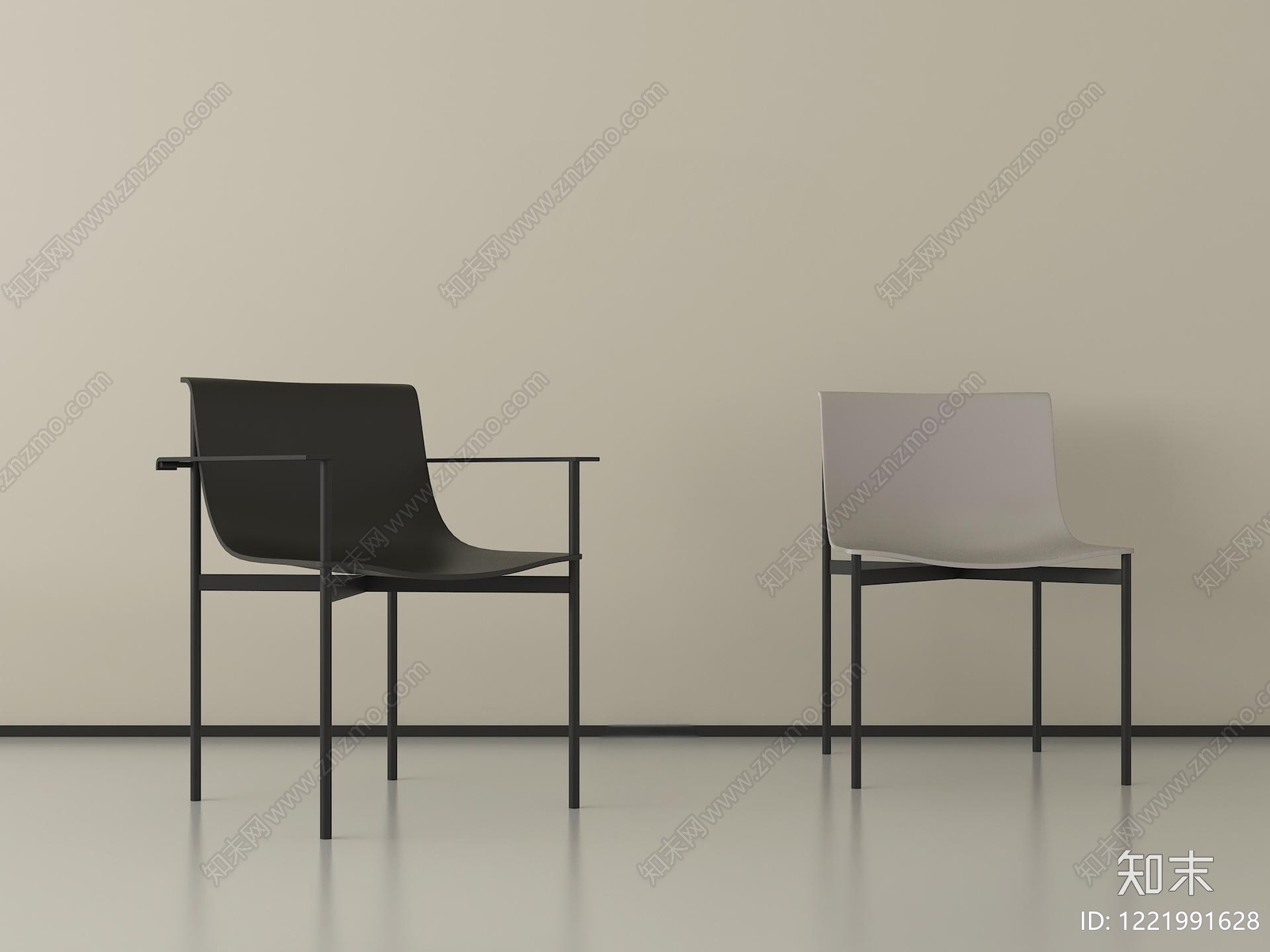 极简餐椅SU模型下载【ID:1221991628】