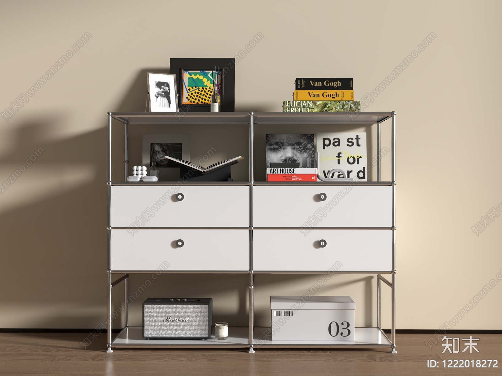 现代简约书柜3D模型下载【ID:1222018272】