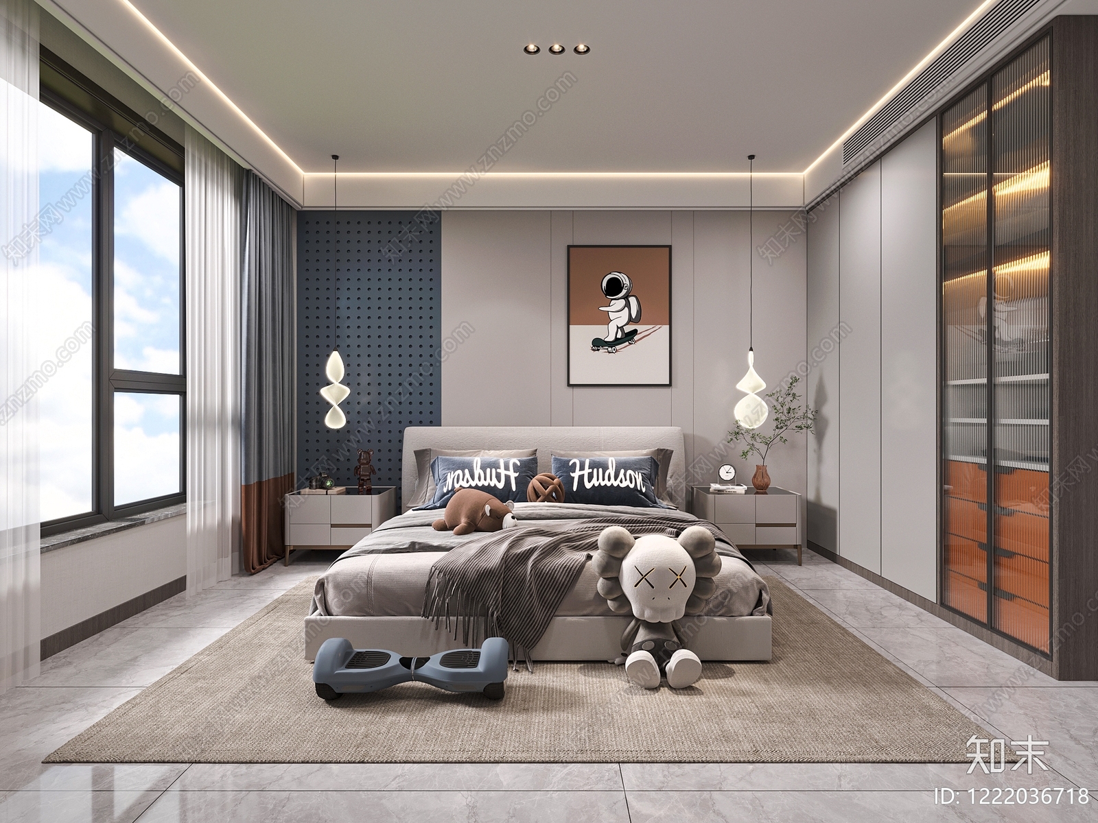 现代简约男孩房3D模型下载【ID:1222036718】
