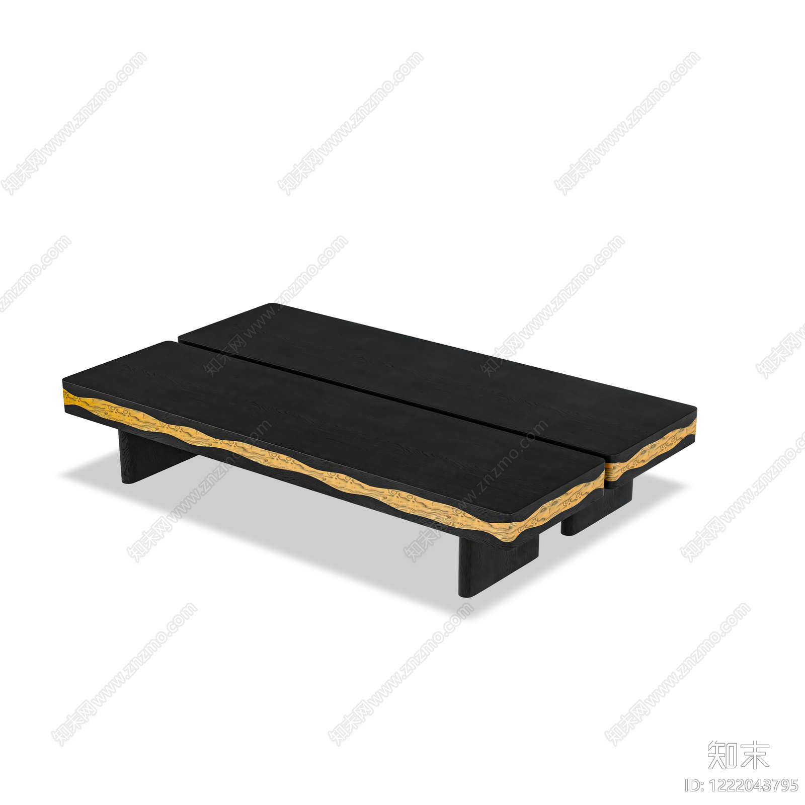 新中式茶几3D模型渲染效果图