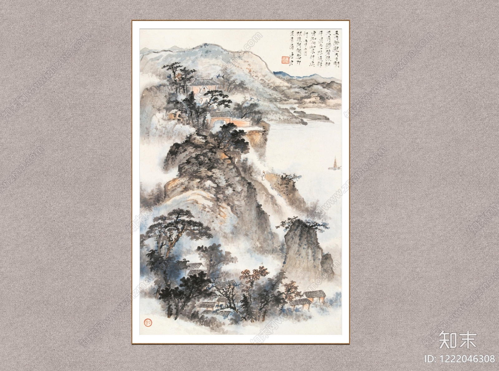 中式山水画SU模型下载【ID:1222046308】