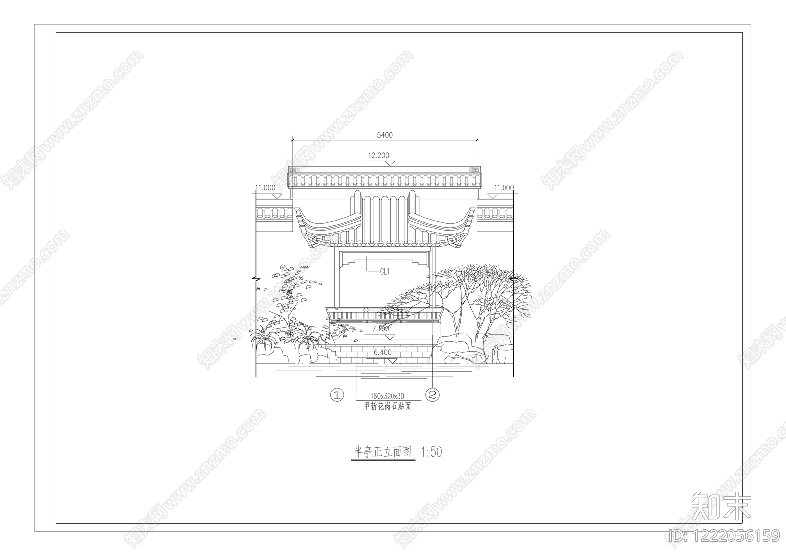 亭子图库cad施工图下载【ID:1222056159】