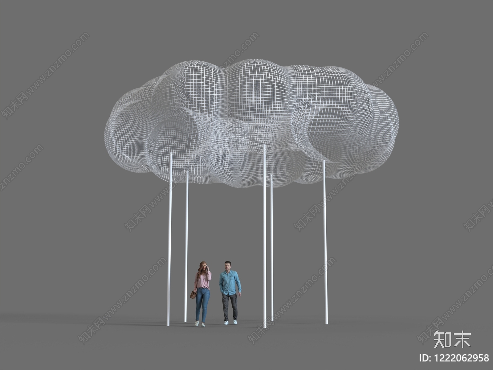 极简城市广场装置3D模型渲染效果图
