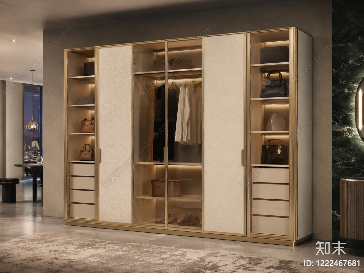 轻奢衣柜3D模型下载【ID:1222467681】