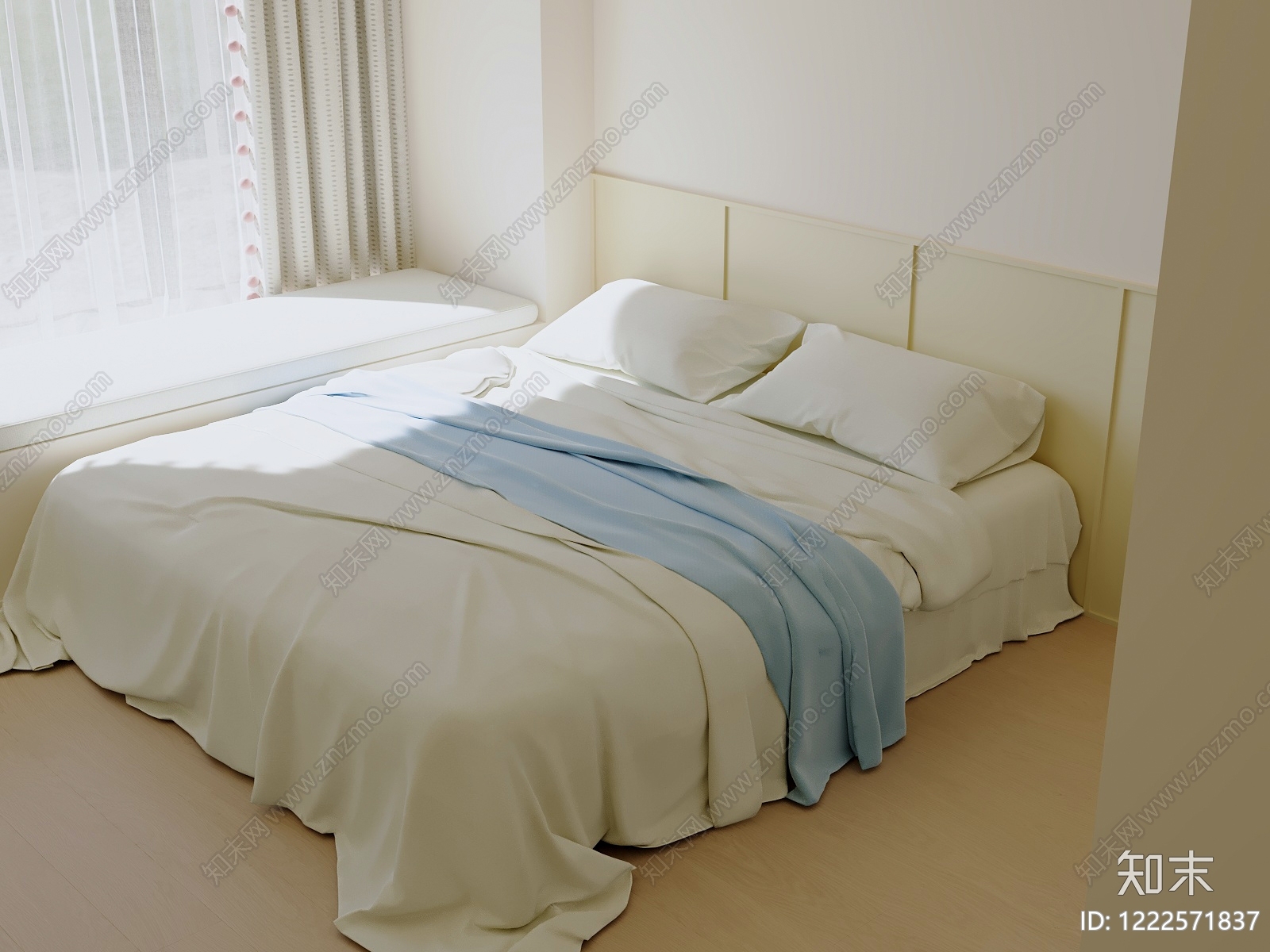 XX双人床SU模型下载【ID:1222571837】