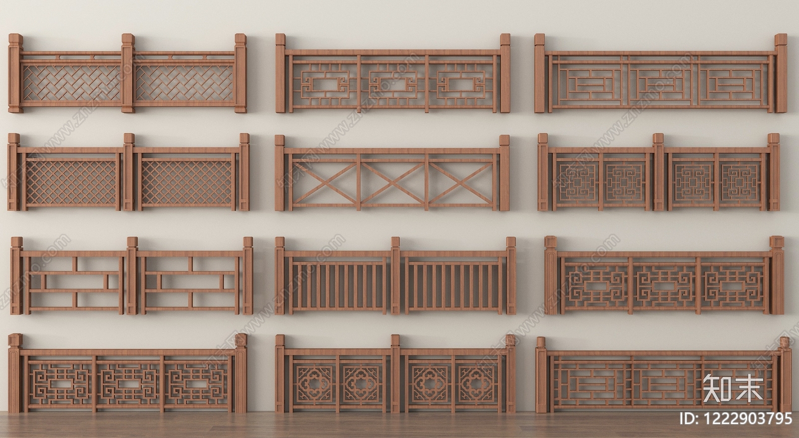 中式栏杆3D模型下载【ID:1222903795】