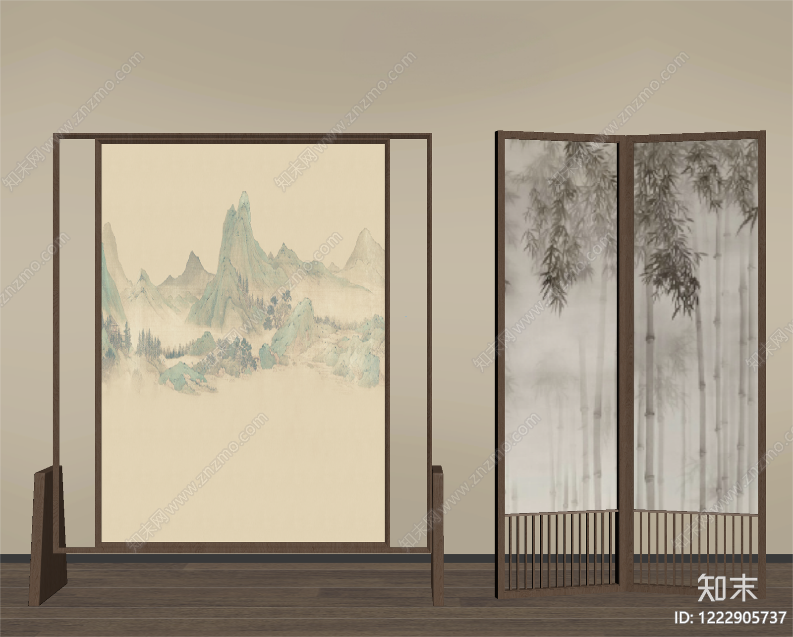 新中式屏风SU模型下载【ID:1222905737】