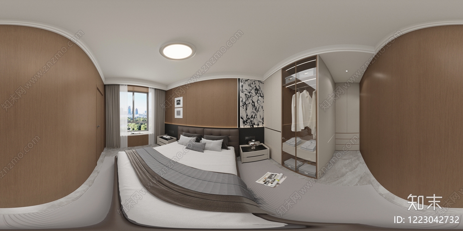 现代简约次卧3D模型下载【ID:1223042732】