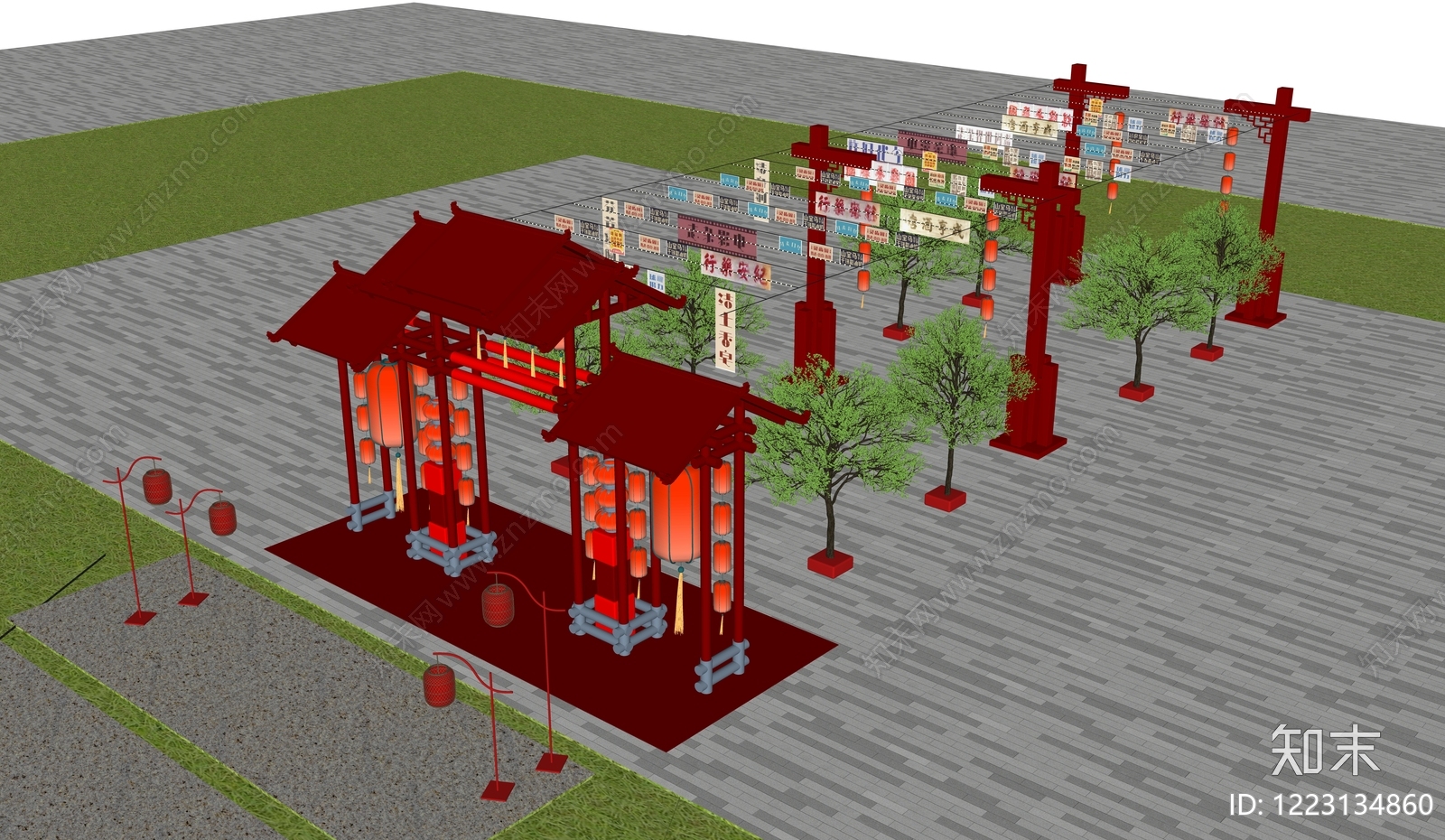 中式元宵灯会SU模型下载【ID:1223134860】