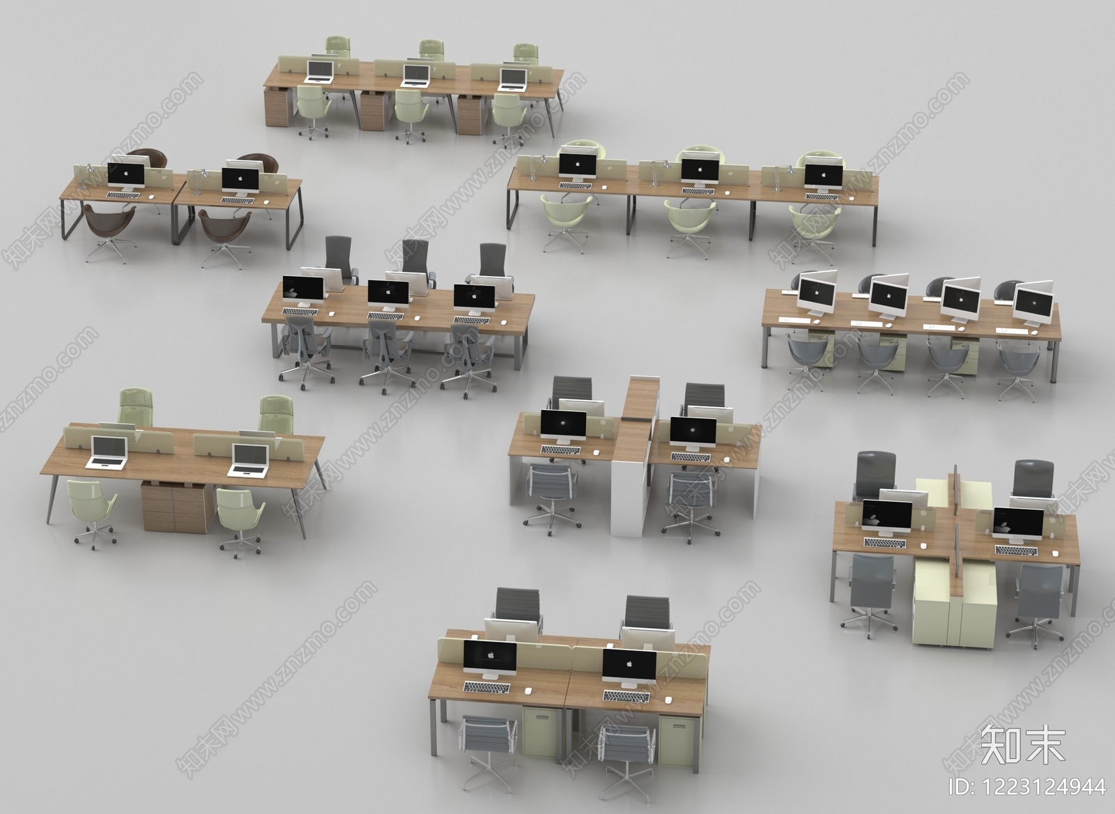 现代简约办公桌椅3D模型下载【ID:1223124944】